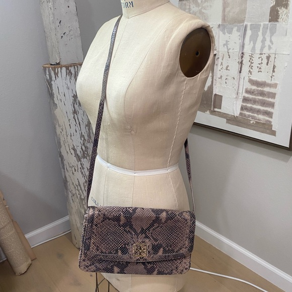 Authentic Tory Burch Python Print Leather Crossbody Handbag - Picture 11 of 16